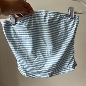 Blue & White Striped Bandeau Tube Top